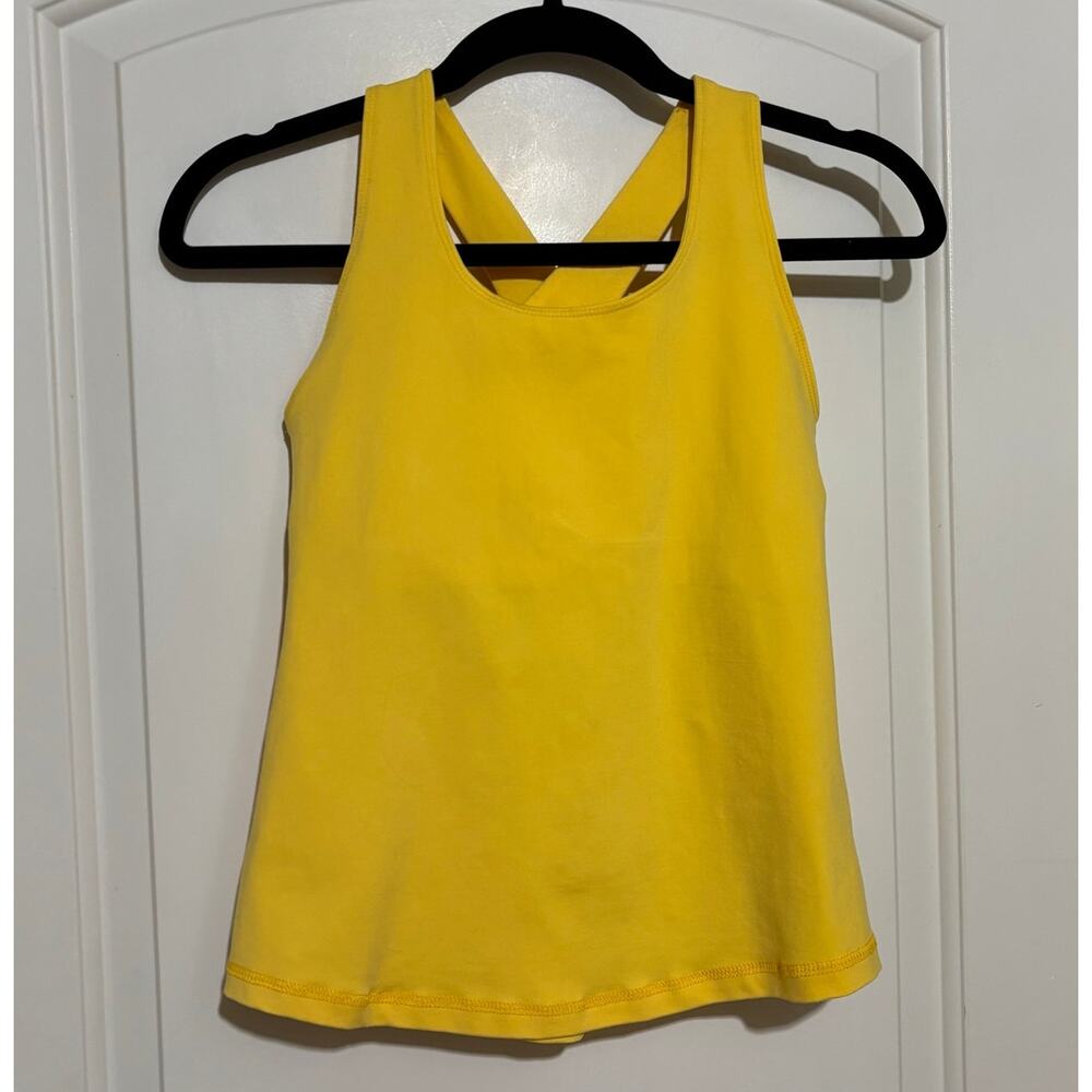 Amma Womens Yellow Exercise Tank Top Racerback Built in Bra Workout Athleisure